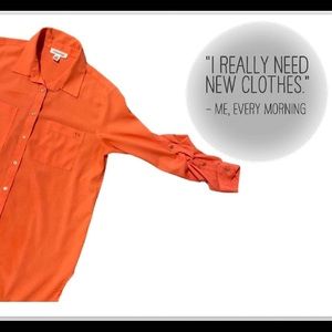 Calvin Klein Sz. M Orange Polyester Button Up